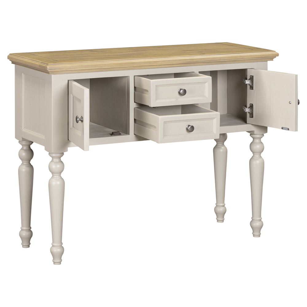 Chilton Wooden Console Table With 2 Doors 2 Drawers in Grey And Natural