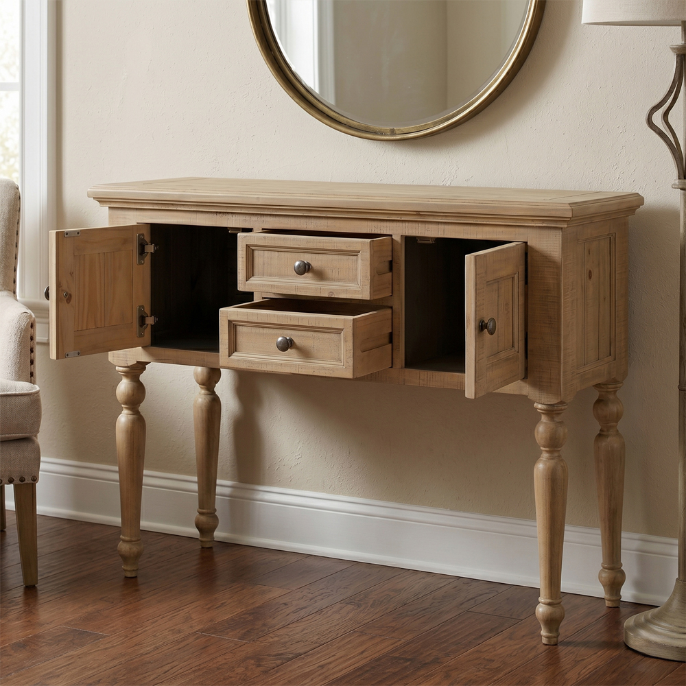 Chilton Wooden Console Table With 2 Doors 2 Drawers in Rustic