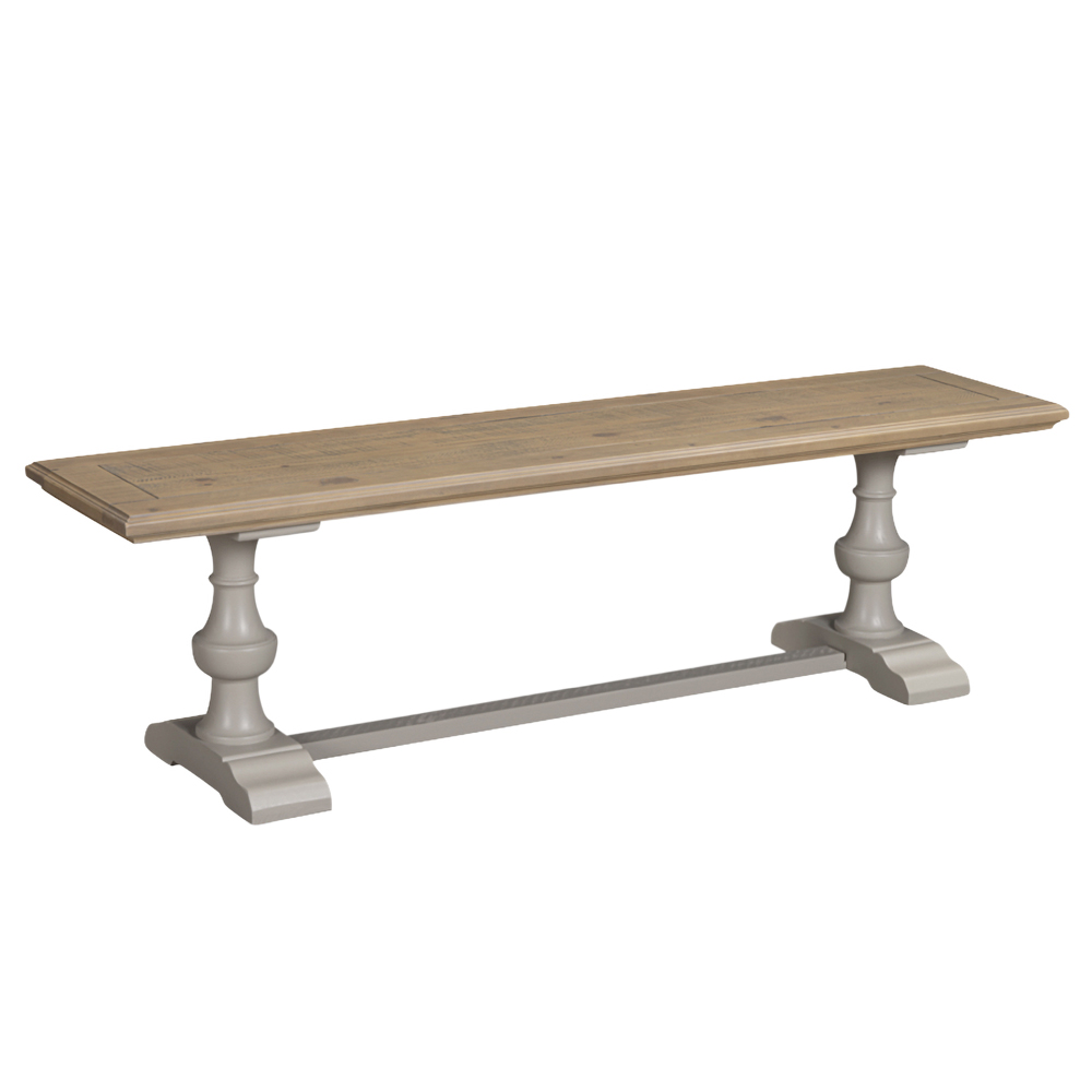 Chilton Wooden Dining Bench in Grey and Natural