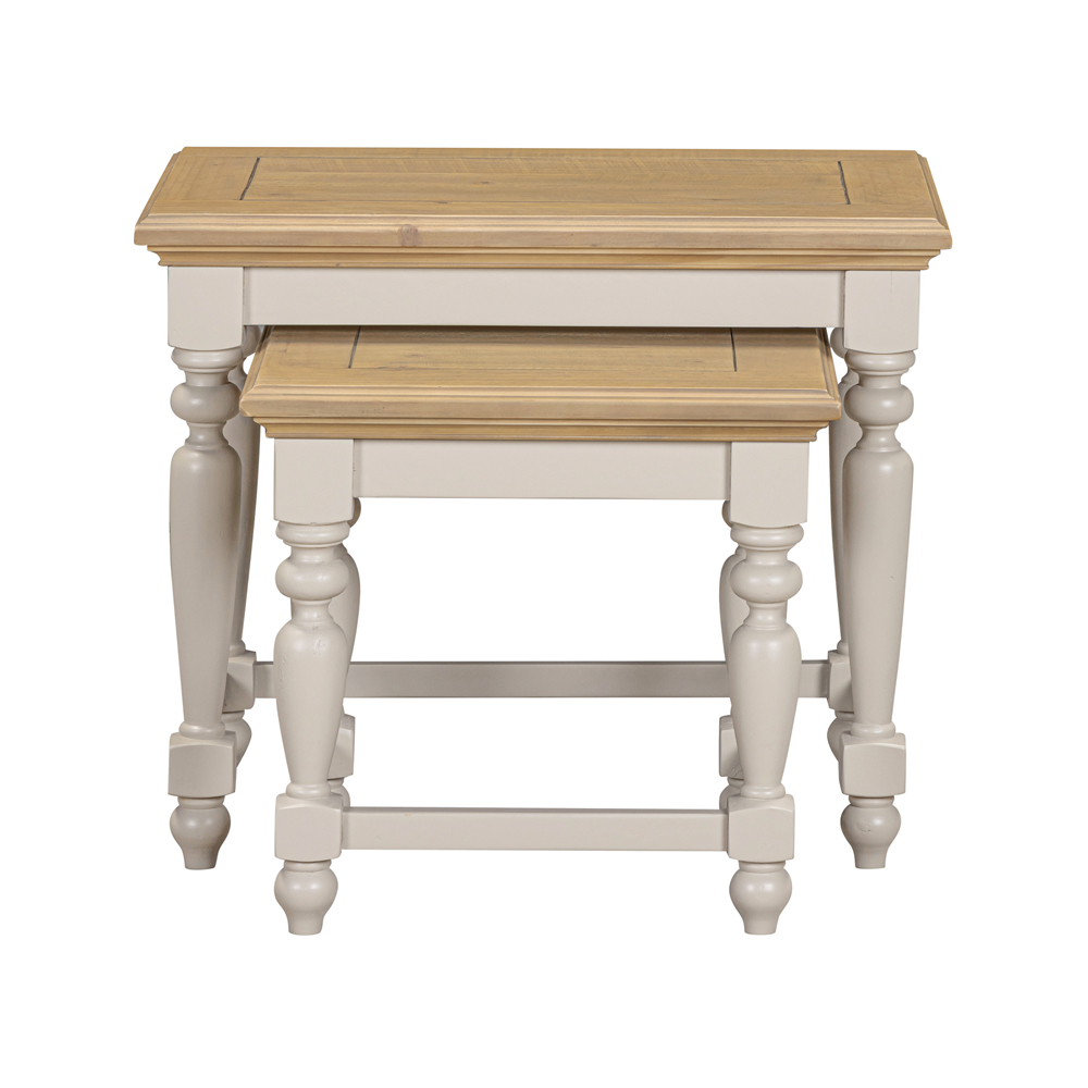 Chilton Wooden Nest Of 2 Tables in Grey and Natural