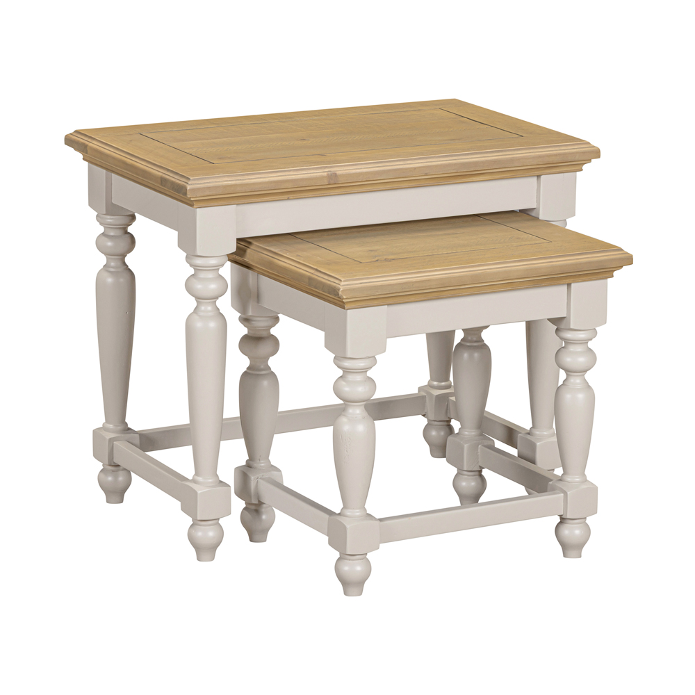 Chilton Wooden Nest Of 2 Tables in Grey and Natural