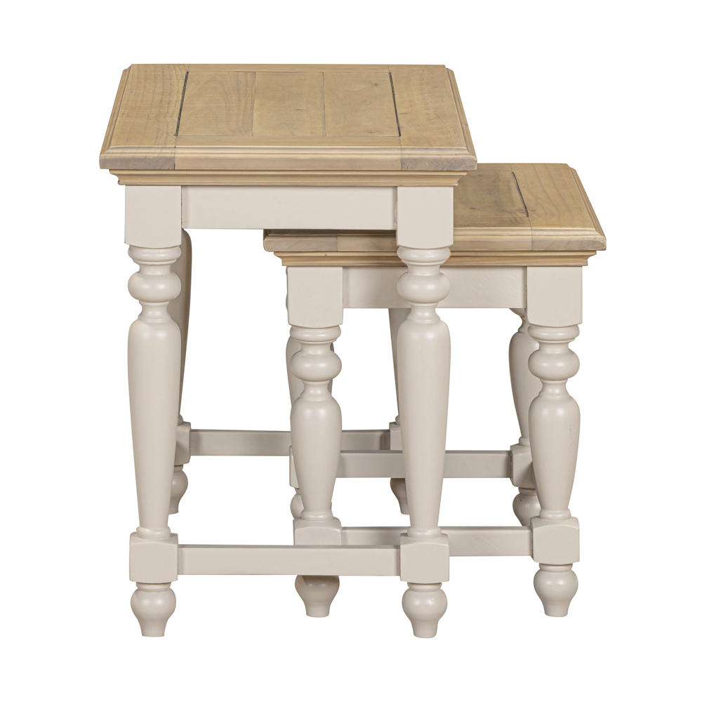Chilton Wooden Nest Of 2 Tables in Grey and Natural