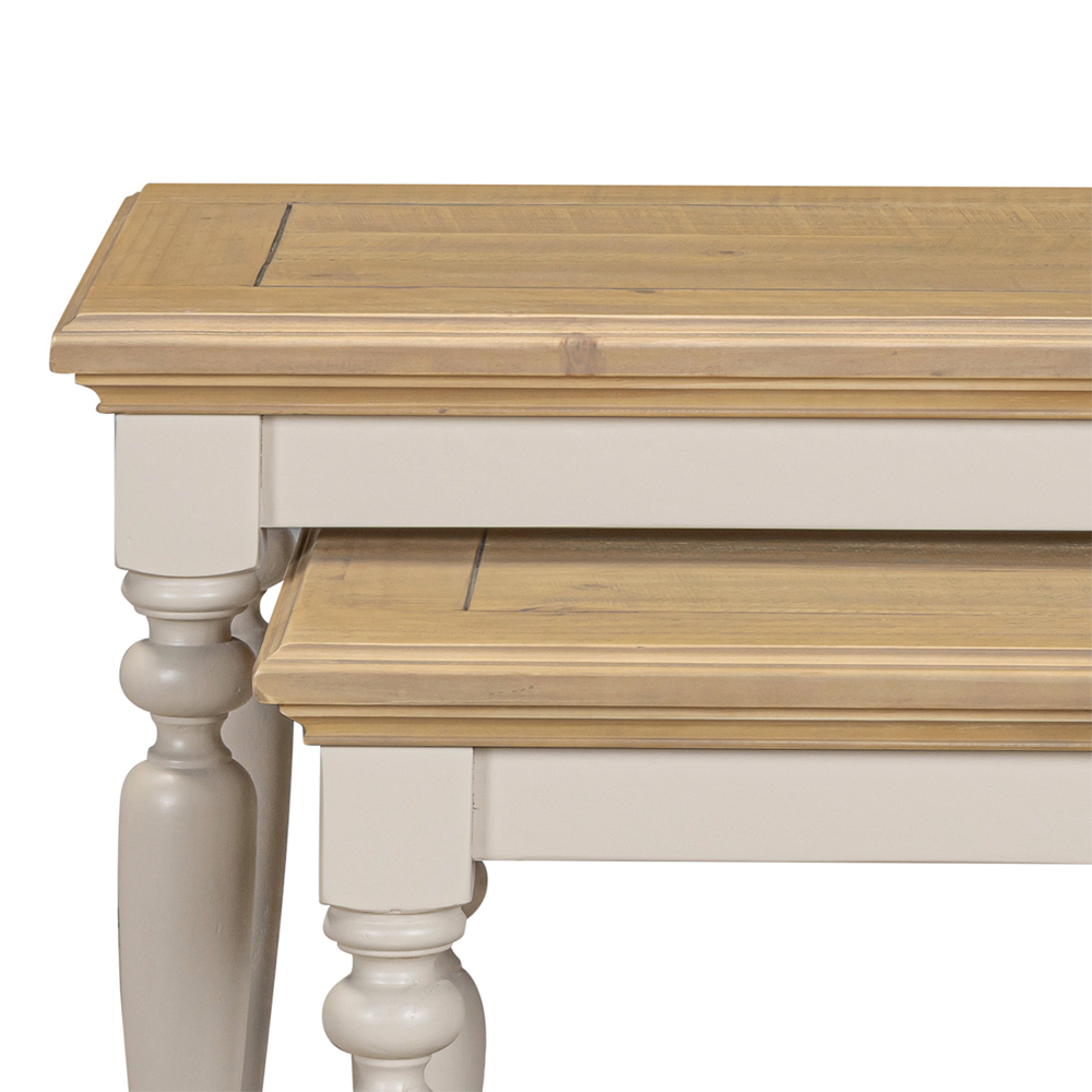 Chilton Wooden Nest Of 2 Tables in Grey and Natural