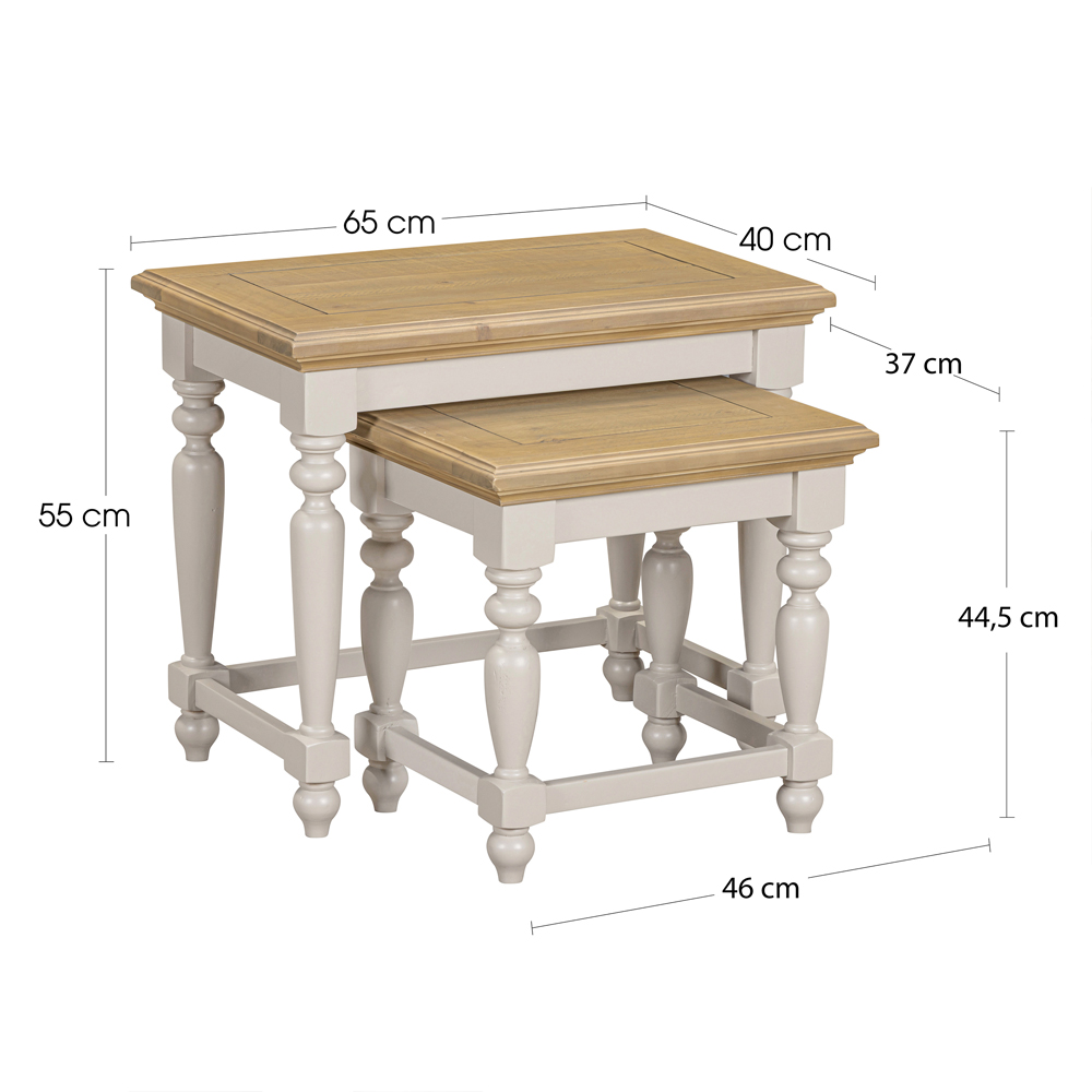 Chilton Wooden Nest Of 2 Tables in Grey and Natural
