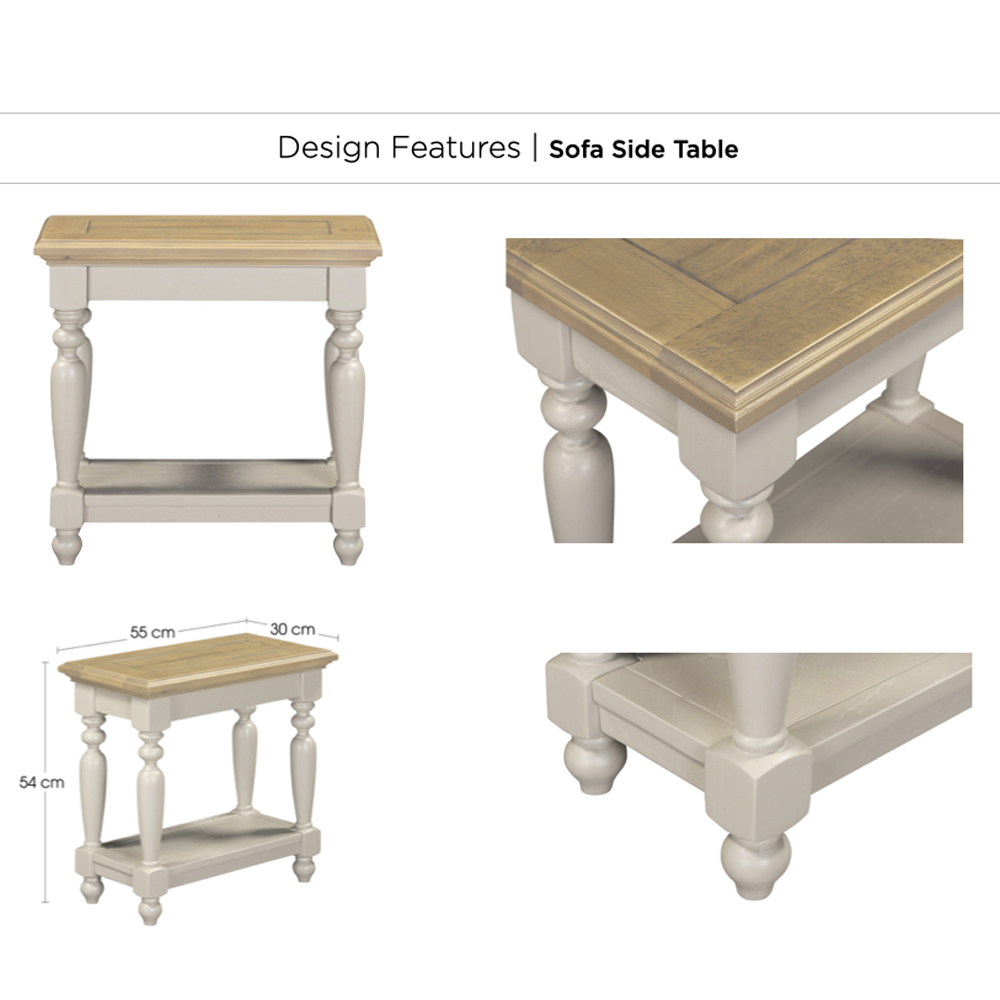 Chilton Wooden Rectangular Side Table - Grey And Natural