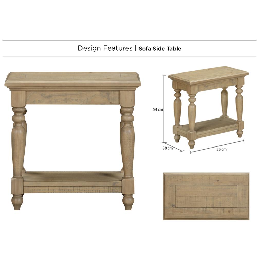 Chilton Wooden Rectangular Side Table - Rustic Oak