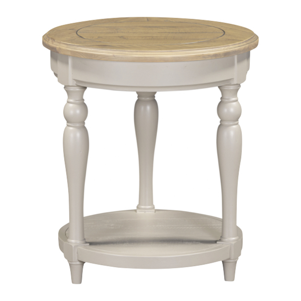 Chilton Wooden Round Side Table - Grey And Natural