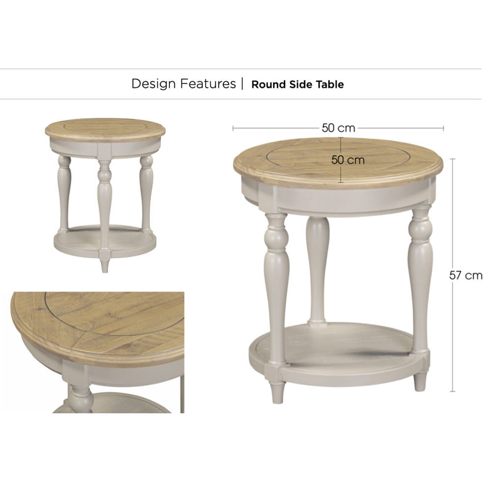 Chilton Wooden Round Side Table - Grey And Natural