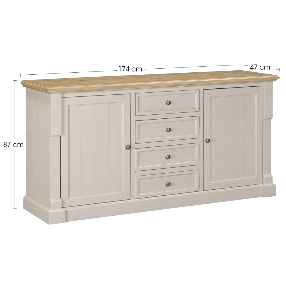 Chilton Wooden Sideboard With 2 Doors 4 Drawers in Grey And Natural