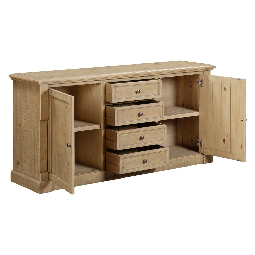 Chilton Wooden Sideboard With 2 Doors 4 Drawers in Rustic