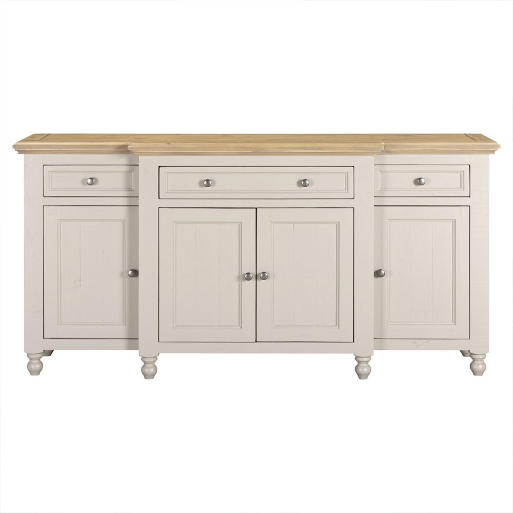 Chilton Wooden Sideboard With 4 Doors 3 Drawers in Grey And Natural