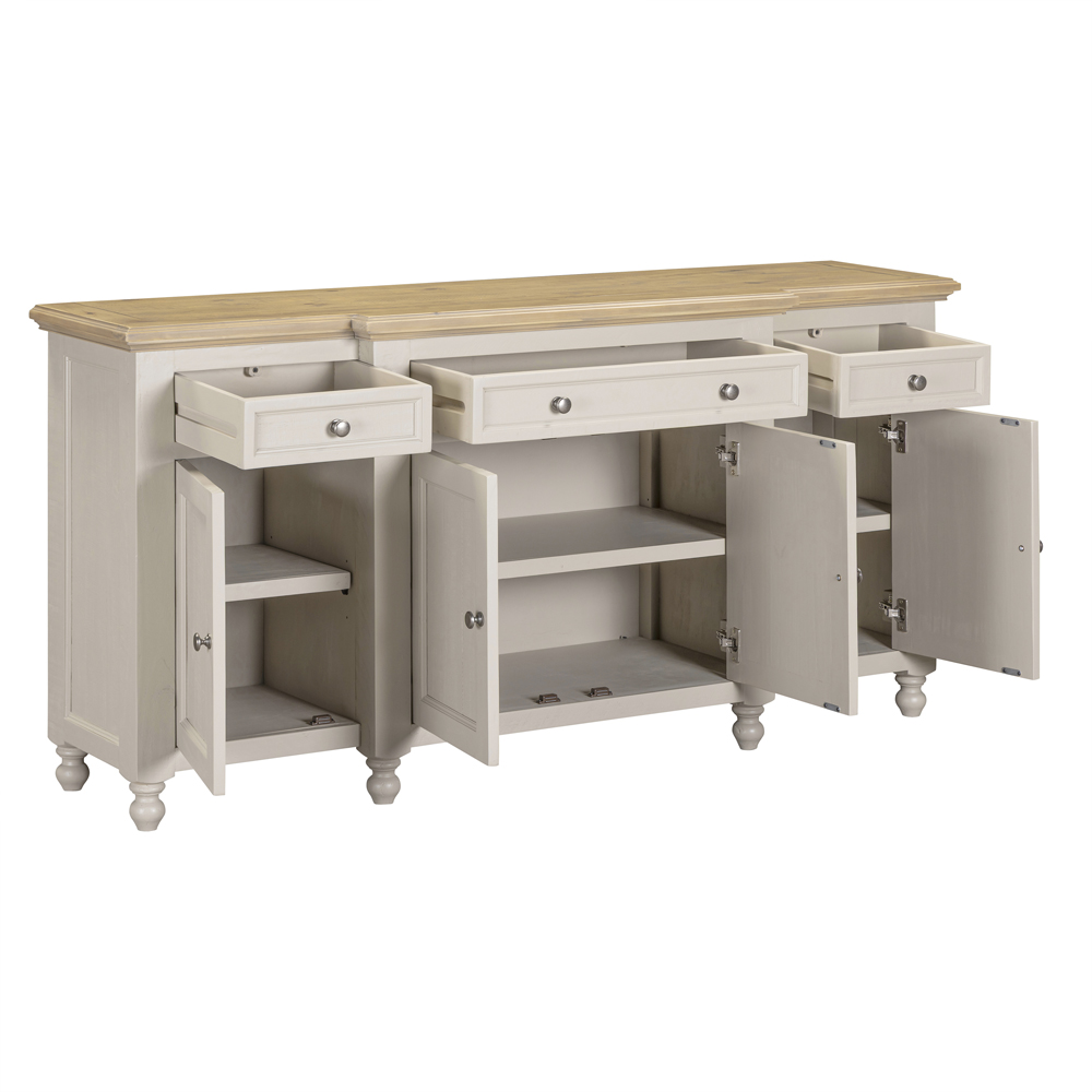 Chilton Wooden Sideboard With 4 Doors 3 Drawers in Grey And Natural