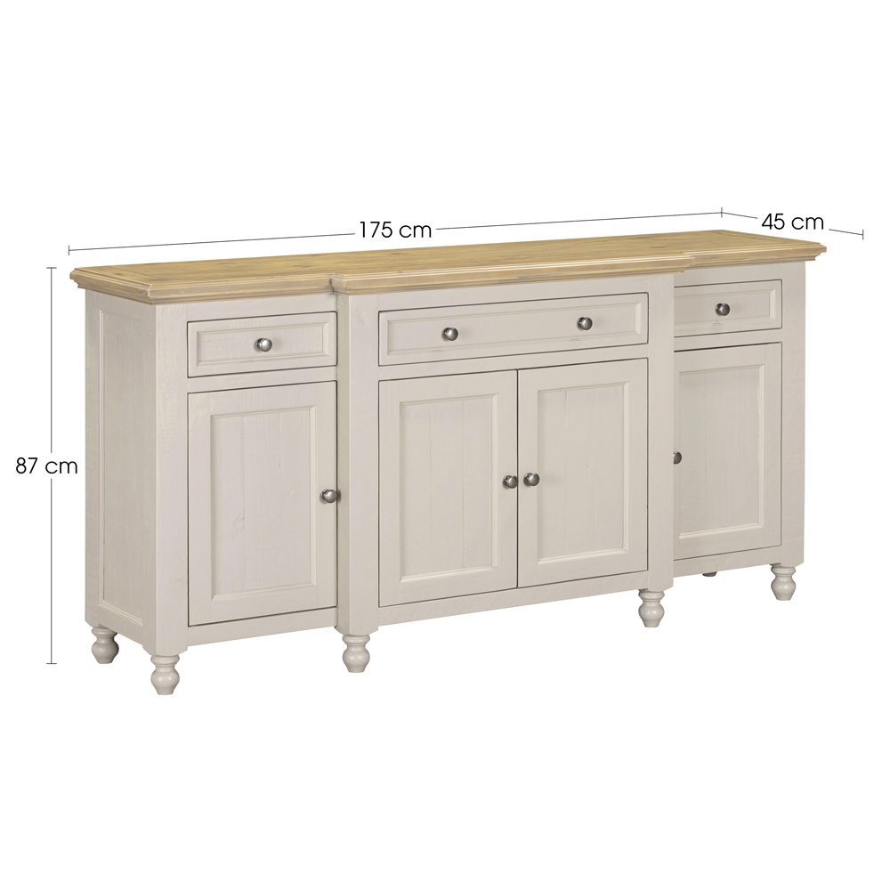 Chilton Wooden Sideboard With 4 Doors 3 Drawers in Grey And Natural
