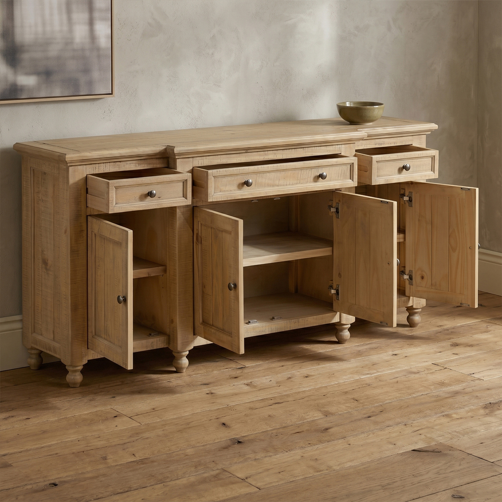 Chilton Wooden Sideboard With 4 Doors 3 Drawers in Rustic