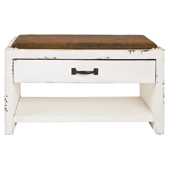 Chinle Textile Fabric Shoe Storage Bench In Lettering Motif