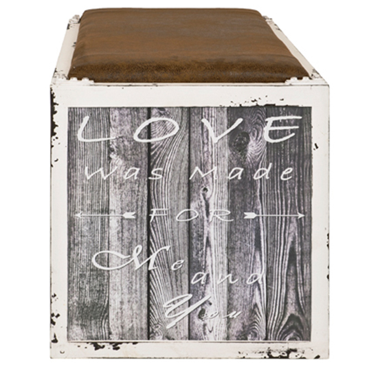 Chinle Textile Fabric Shoe Storage Bench In Lettering Motif