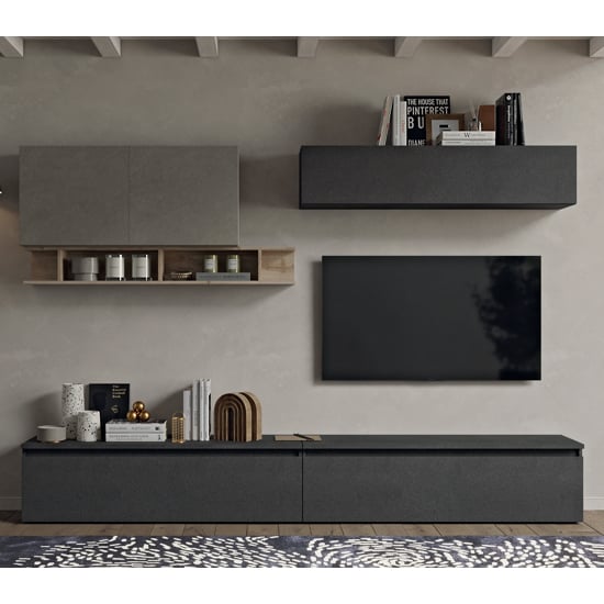 Product photograph of Chios Wooden Entertainment Unit In Clay Cadiz Oak And Lava from Furniture in Fashion
