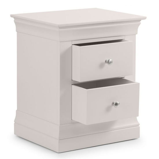 Calida Wooden Bedside Cabinet With 2 Drawers In Light Grey
