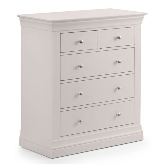 Calida Wooden Chest Of 5 Drawers In Light Grey