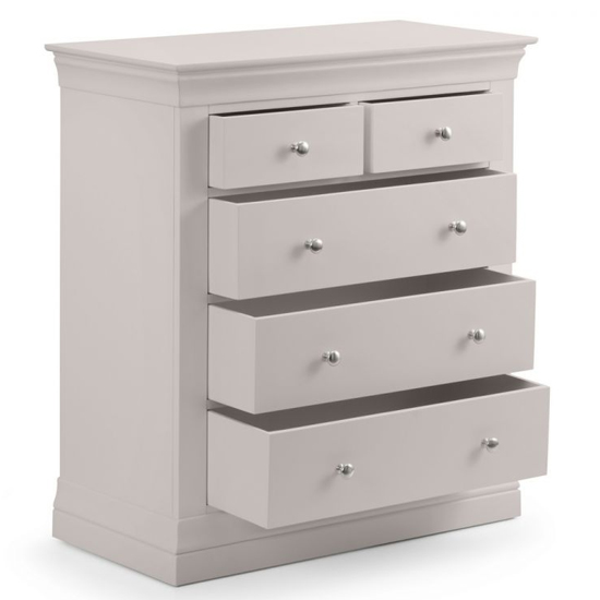 Calida Wooden Chest Of 5 Drawers In Light Grey