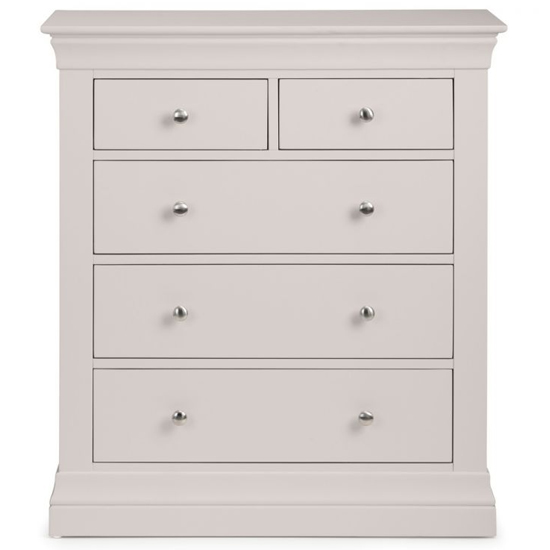 Calida Wooden Chest Of 5 Drawers In Light Grey