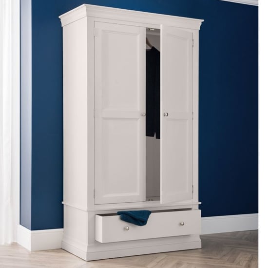 Read more about Calida wooden wardrobe with 2 door and 1 drawer in light grey