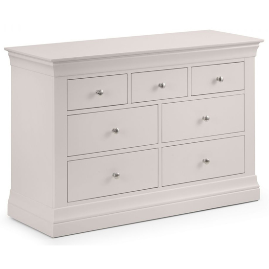 Calida Wide Wooden Chest Of 7 Drawers In Light Grey