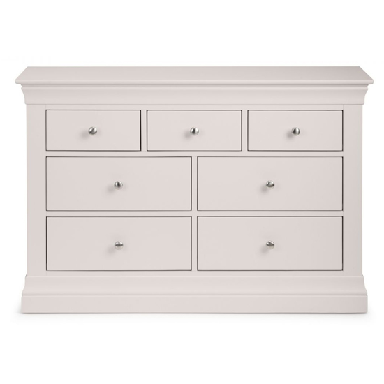 Calida Wide Wooden Chest Of 7 Drawers In Light Grey