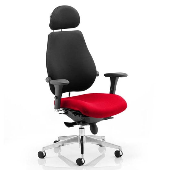 Chiro Black Back Headrest Office Chair With Bergamot Cherry Seat