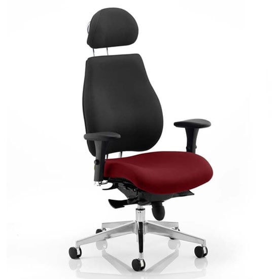 Read more about Chiro black back headrest office chair with ginseng chilli seat