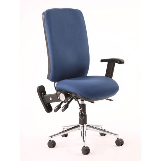 Chiro Fabric High Back Office Chair In Blue With Folding Arms