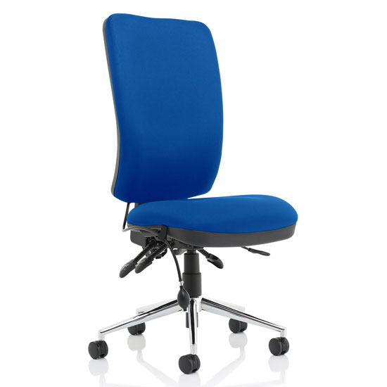 Read more about Chiro fabric high back office chair in blue no arms