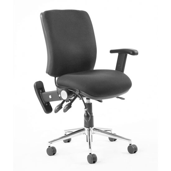 Product photograph of Chiro Fabric Medium Back Office Chair In Black With Folding Arms from Furniture in Fashion