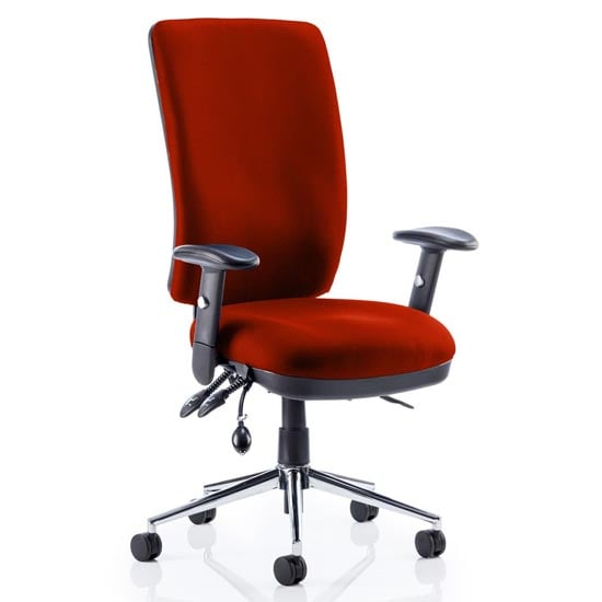 Chiro High Back Office Chair In Tobasco Red With Arms