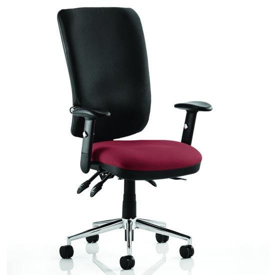 Chiro High Black Back Office Chair In Ginseng Chilli With Arms
