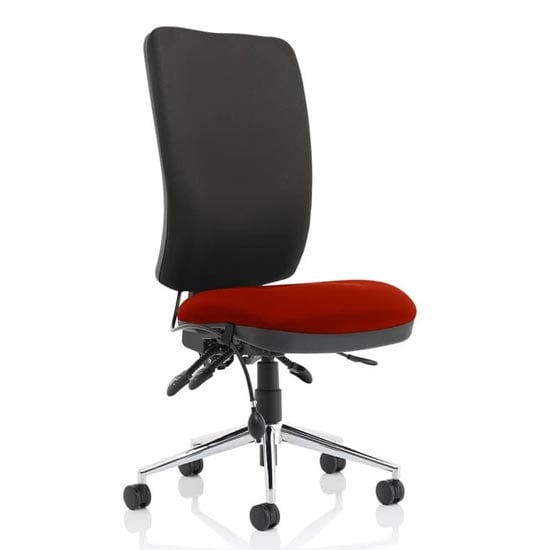 Chiro High Black Back Office Chair In Ginseng Chilli No Arms