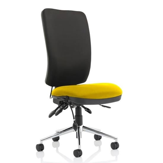 Read more about Chiro high black back office chair in senna yellow no arms