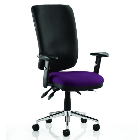 Read more about Chiro high black back office chair in tansy purple with arms