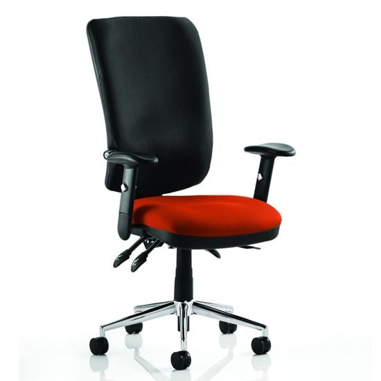Chiro High Black Back Office Chair In Tobasco Red With Arms
