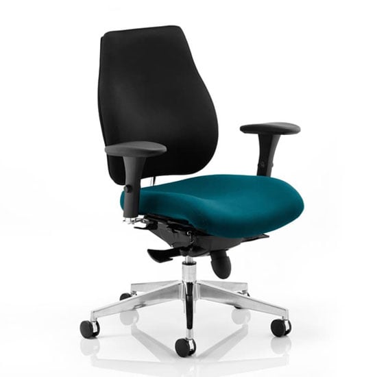 Product photograph of Chiro Plus Black Back Office Chair With Maringa Teal Seat from Furniture in Fashion