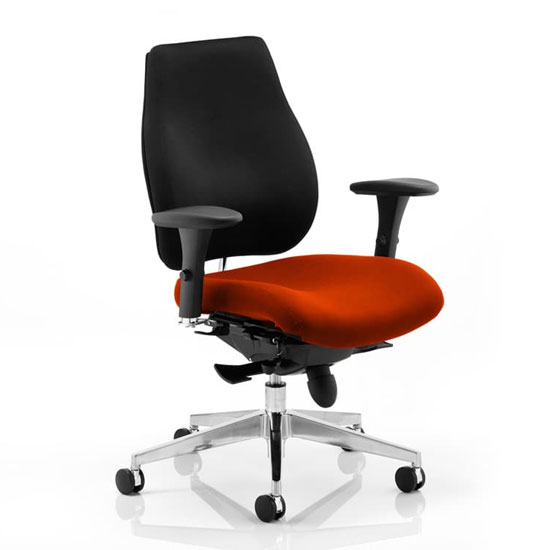 Read more about Chiro plus black back office chair with tabasco red seat