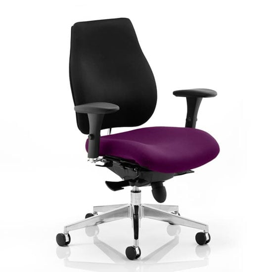 Chiro Plus Black Back Office Chair With Tansy Purple Seat