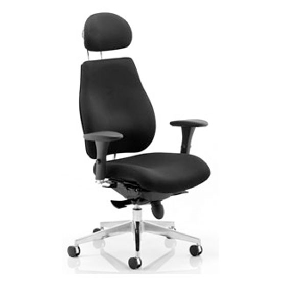 Product photograph of Chiro Plus Ergo Headrest Office Chair In Black With Arms from Furniture in Fashion