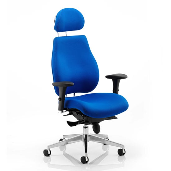Chiro Plus Ergo Headrest Office Chair In Blue With Arms