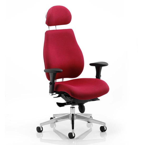 Chiro Plus Ergo Headrest Office Chair In Wine With Arms