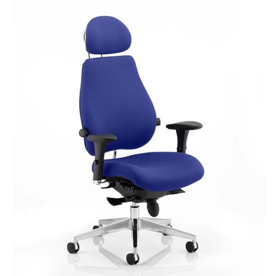 Product photograph of Chiro Plus Ultimate Headrest Office Chair In Stevia Blue from Furniture in Fashion