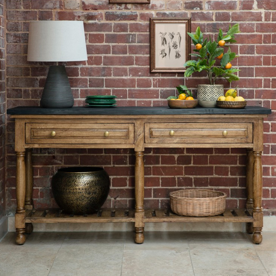 View Chiwall wooden 2 drawers console table in oak