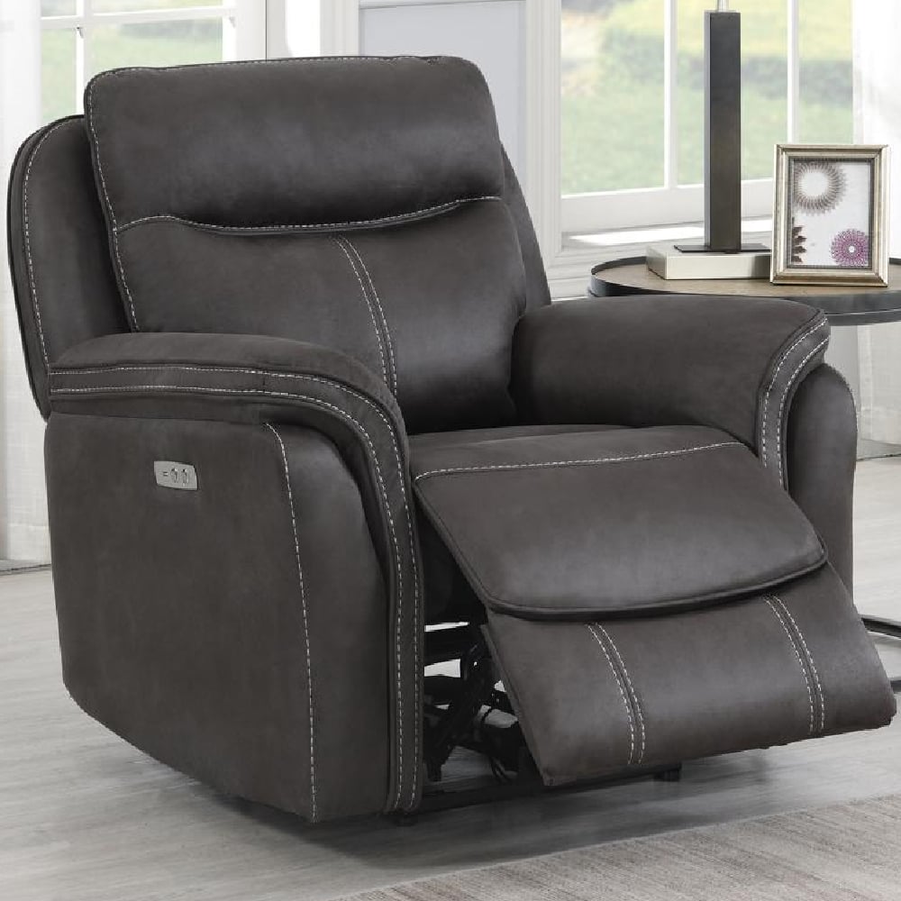 Chloe Fabric Electric Recliner 1 Seater Sofa In Grey