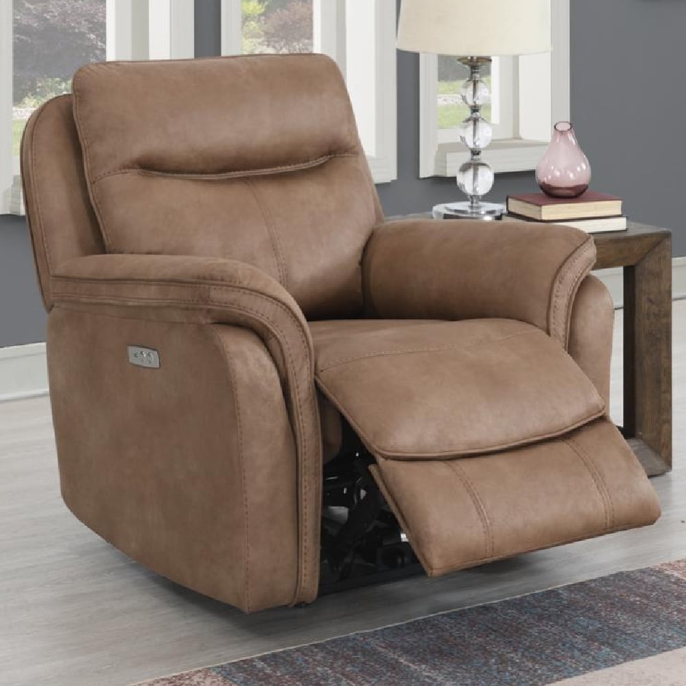 Chloe Fabric Electric Recliner 1 Seater Sofa In Sahara