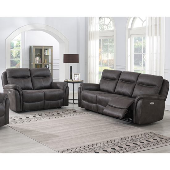 Product photograph of Chloe Fabric Electric Recliner 2 3 Seater Sofa Set In Grey from Furniture in Fashion